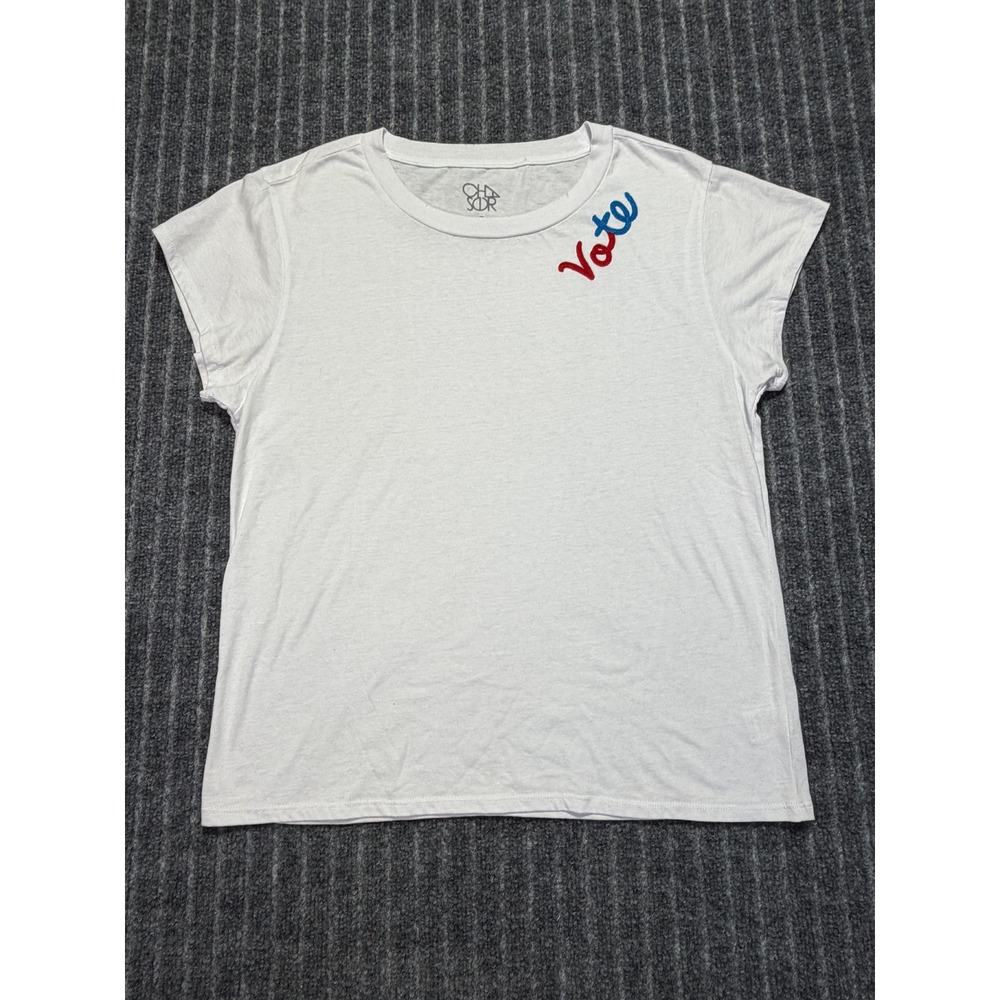 Chaser Vote Graphic Tee Women Small Embroidered Cap Sleeve Americana Minimalist